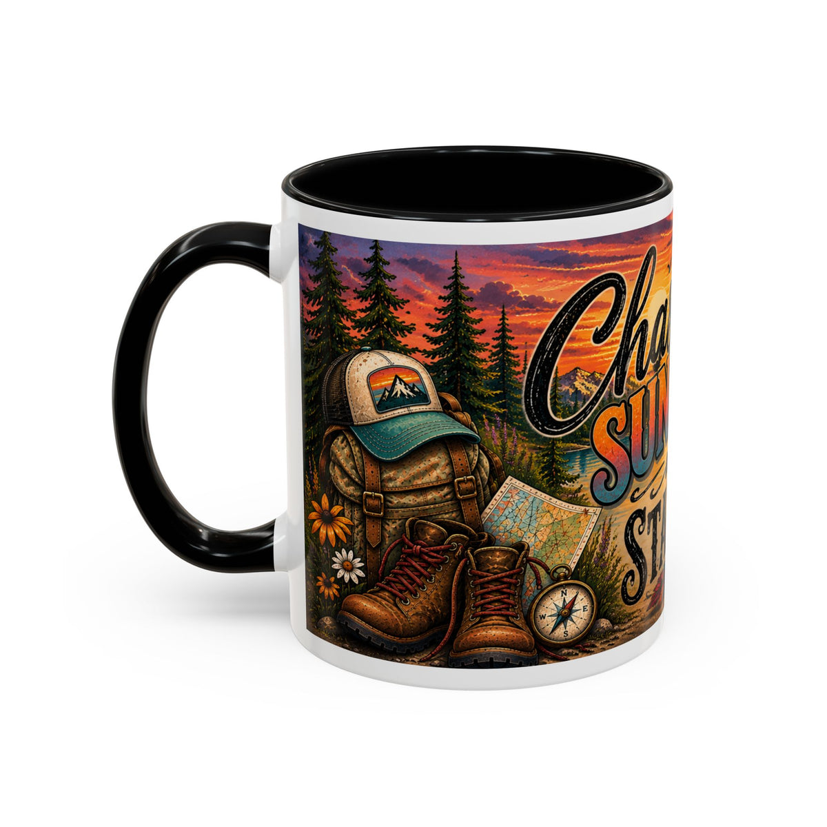 Chasing Sunsets and Statelines Coffee Mug  Scenic Mountain Sunset Mug