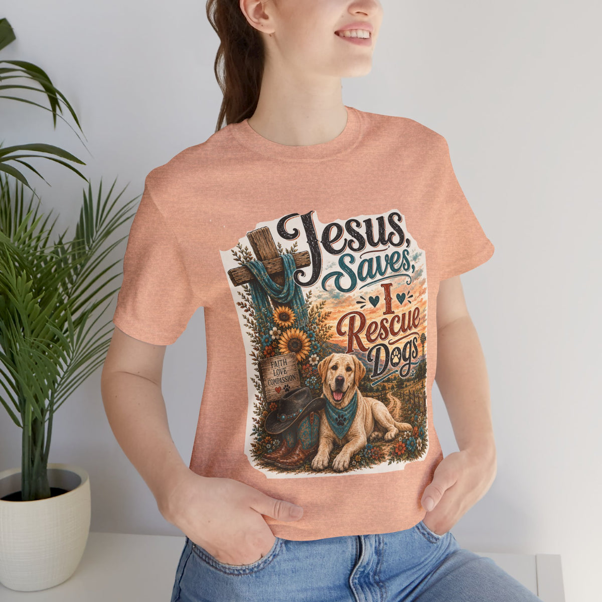 Jesus Saves Rescue Dogs T-Shirt | Christian Faith, Puppy Rescue Design
