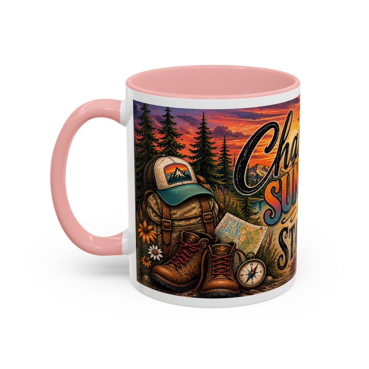 Chasing Sunsets and Statelines Coffee Mug  Scenic Mountain Sunset Mug
