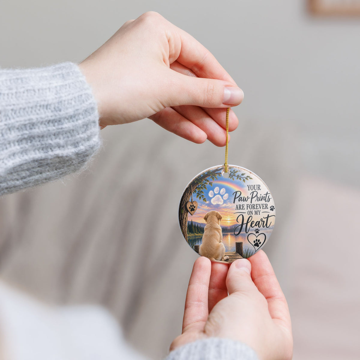 Dog Memorial Ornaments, Labrador Memorial Gift, Pet Loss Sympathy Gift, Rainbow Bridge Ornament, Loss of Dog Remembrance Keepsake