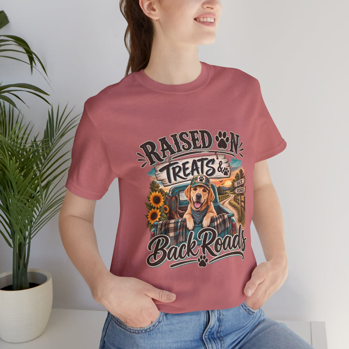 Raised on Treats and Back Roads , Country Dog, Dog Lover, Funny Dog Shirt