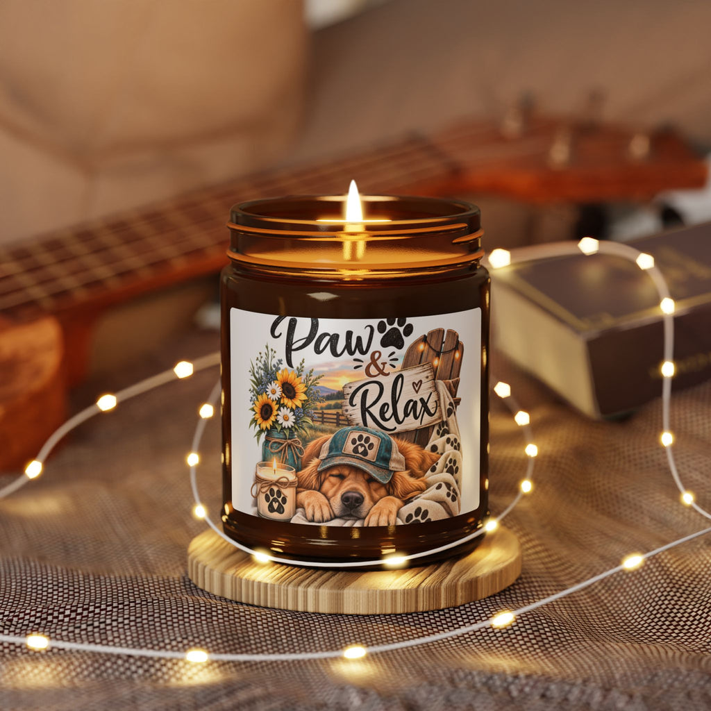 Soy Candle — "Paw & Relax" Dog Mom Gift, Funny Dog Lover Candle, Dog Lover Gift, Soy Candle for Dog Mom, Pet Parent Gift