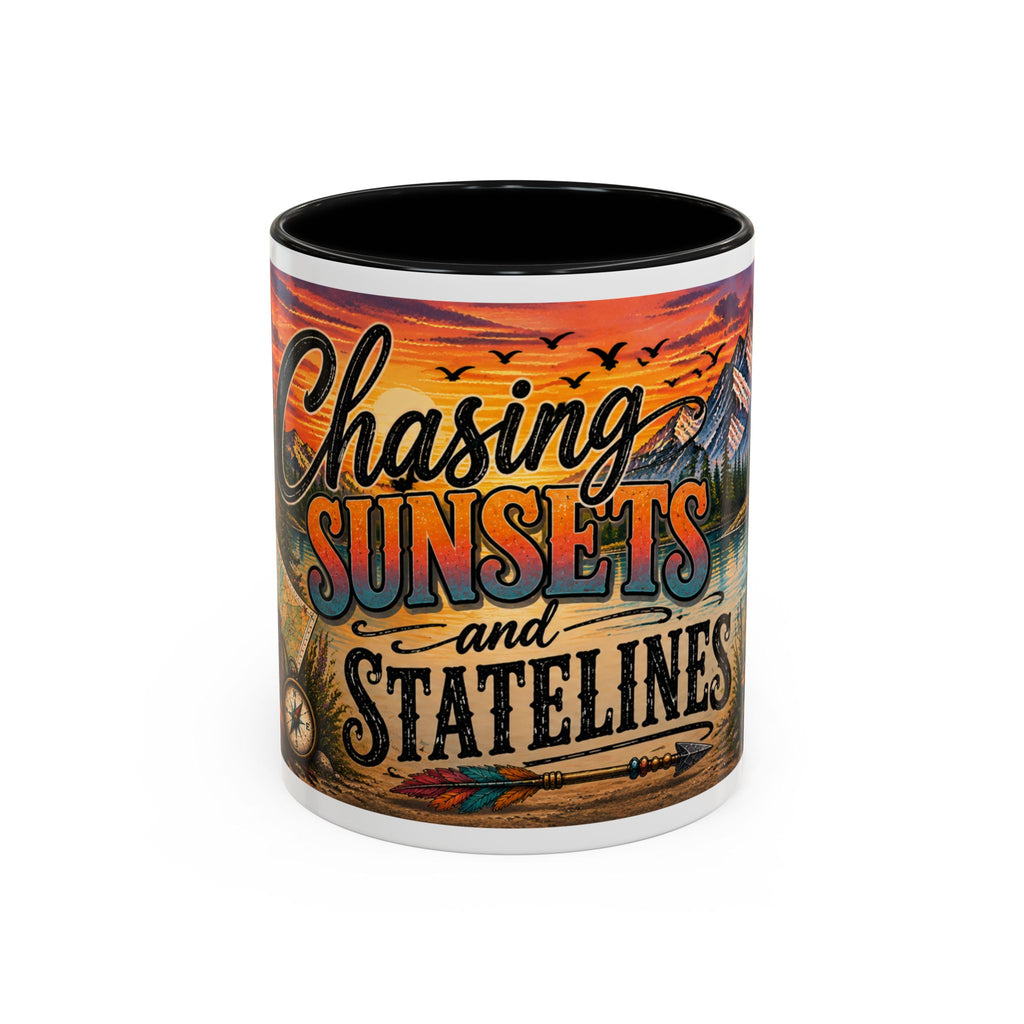 Chasing Sunsets and Statelines Coffee Mug  Scenic Mountain Sunset Mug