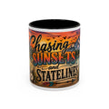 Chasing Sunsets and Statelines Coffee Mug  Scenic Mountain Sunset Mug